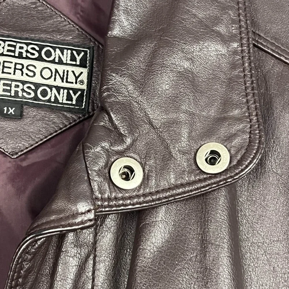 Members Only Men's 1X  Bomber Jacket‎ Brown Genuine Leather Vintage